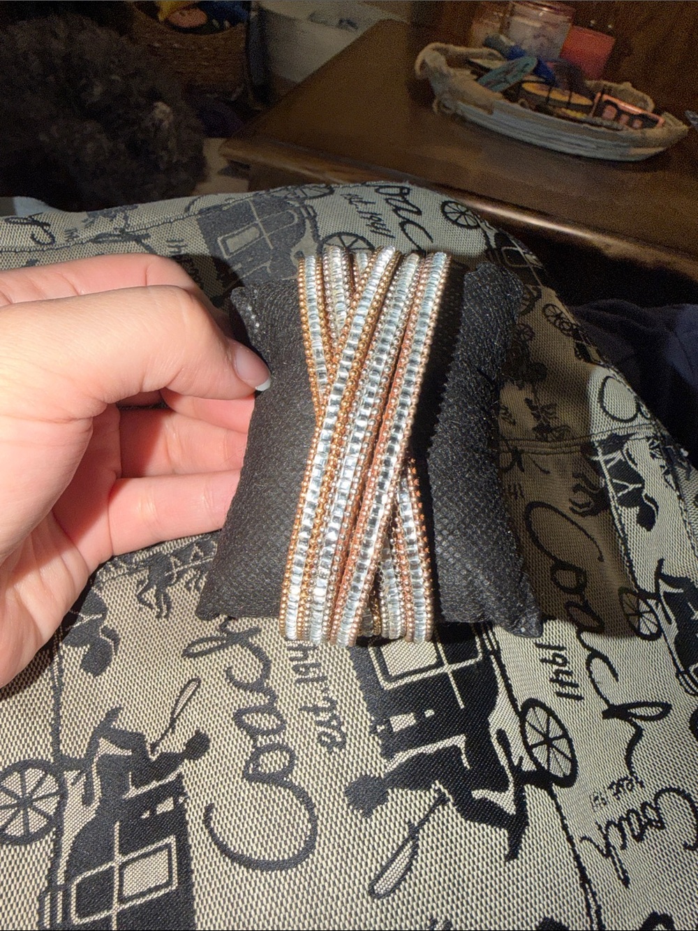 Sparkling Multi-Row Stretch Bracelet in Silver and Rose Gold